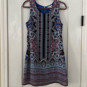 Purple and blue paisley blouse dress